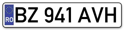Placuta inmatriculare numar auto  BZ-941-AVH, BZ 941 AVH, BZ941AVH