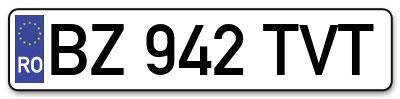 Placuta inmatriculare numar auto  BZ-942-TVT, BZ 942 TVT, BZ942TVT