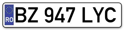 Placuta inmatriculare numar auto  BZ-947-LYC, BZ 947 LYC, BZ947LYC