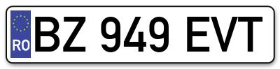 Placuta inmatriculare numar auto  BZ-949-EVT, BZ 949 EVT, BZ949EVT