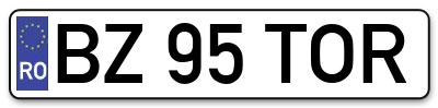 Placuta inmatriculare numar auto  BZ-95-TOR, BZ 95 TOR, BZ95TOR