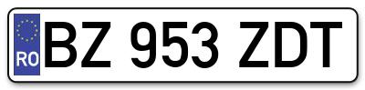 Placuta inmatriculare numar auto  BZ-953-ZDT, BZ 953 ZDT, BZ953ZDT