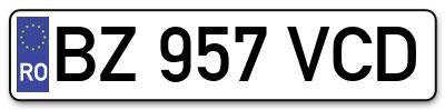 Placuta inmatriculare numar auto  BZ-957-VCD, BZ 957 VCD, BZ957VCD