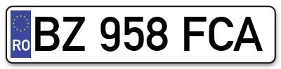 Placuta inmatriculare numar auto  BZ-958-FCA, BZ 958 FCA, BZ958FCA