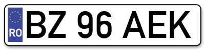 Placuta inmatriculare numar auto  BZ-96-AEK, BZ 96 AEK, BZ96AEK