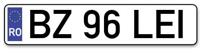 Placuta inmatriculare numar auto  BZ-96-LEI, BZ 96 LEI, BZ96LEI
