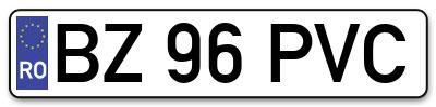 Placuta inmatriculare numar auto  BZ-96-PVC, BZ 96 PVC, BZ96PVC