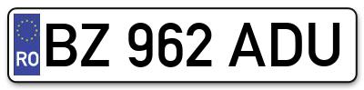 Placuta inmatriculare numar auto  BZ-962-ADU, BZ 962 ADU, BZ962ADU