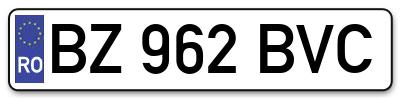 Placuta inmatriculare numar auto  BZ-962-BVC, BZ 962 BVC, BZ962BVC