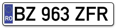 Placuta inmatriculare numar auto  BZ-963-ZFR, BZ 963 ZFR, BZ963ZFR