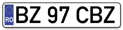 Placuta inmatriculare numar auto  BZ-97-CBZ, BZ 97 CBZ, BZ97CBZ