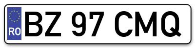 Placuta inmatriculare numar auto  BZ-97-CMQ, BZ 97 CMQ, BZ97CMQ