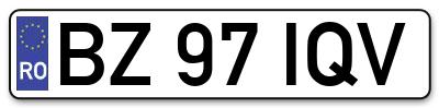 Placuta inmatriculare numar auto  BZ-97-IQV, BZ 97 IQV, BZ97IQV