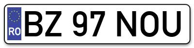 Placuta inmatriculare numar auto  BZ-97-NOU, BZ 97 NOU, BZ97NOU