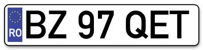 Placuta inmatriculare numar auto  BZ-97-QET, BZ 97 QET, BZ97QET