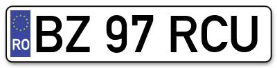 Placuta inmatriculare numar auto  BZ-97-RCU, BZ 97 RCU, BZ97RCU