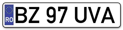 Placuta inmatriculare numar auto  BZ-97-UVA, BZ 97 UVA, BZ97UVA