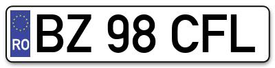 Placuta inmatriculare numar auto  BZ-98-CFL, BZ 98 CFL, BZ98CFL