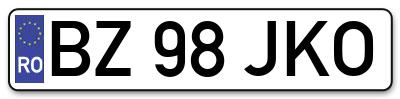 Placuta inmatriculare numar auto  BZ-98-JKO, BZ 98 JKO, BZ98JKO