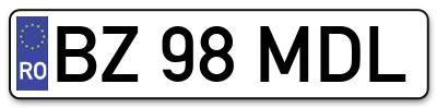 Placuta inmatriculare numar auto  BZ-98-MDL, BZ 98 MDL, BZ98MDL