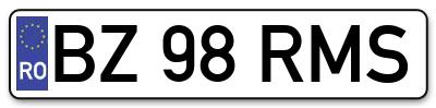 Placuta inmatriculare numar auto  BZ-98-RMS, BZ 98 RMS, BZ98RMS