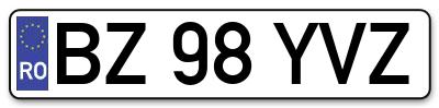 Placuta inmatriculare numar auto  BZ-98-YVZ, BZ 98 YVZ, BZ98YVZ