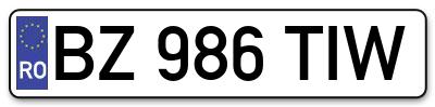 Placuta inmatriculare numar auto  BZ-986-TIW, BZ 986 TIW, BZ986TIW