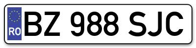 Placuta inmatriculare numar auto  BZ-988-SJC, BZ 988 SJC, BZ988SJC