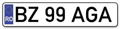 Placuta inmatriculare numar auto  BZ-99-AGA, BZ 99 AGA, BZ99AGA