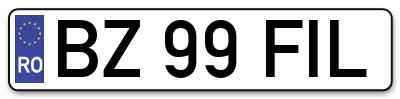Placuta inmatriculare numar auto  BZ-99-FIL, BZ 99 FIL, BZ99FIL