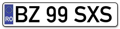 Placuta inmatriculare numar auto  BZ-99-SXS, BZ 99 SXS, BZ99SXS