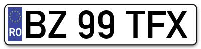 Placuta inmatriculare numar auto  BZ-99-TFX, BZ 99 TFX, BZ99TFX
