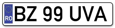 Placuta inmatriculare numar auto  BZ-99-UVA, BZ 99 UVA, BZ99UVA