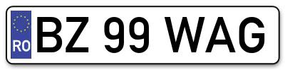 Placuta inmatriculare numar auto  BZ-99-WAG, BZ 99 WAG, BZ99WAG