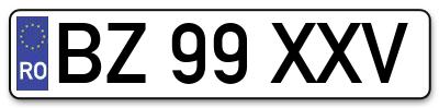 Placuta inmatriculare numar auto  BZ-99-XXV, BZ 99 XXV, BZ99XXV