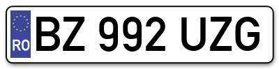 Placuta inmatriculare numar auto  BZ-992-UZG, BZ 992 UZG, BZ992UZG