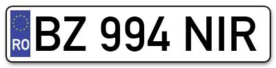 Placuta inmatriculare numar auto  BZ-994-NIR, BZ 994 NIR, BZ994NIR
