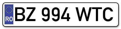 Placuta inmatriculare numar auto  BZ-994-WTC, BZ 994 WTC, BZ994WTC