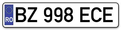 Placuta inmatriculare numar auto  BZ-998-ECE, BZ 998 ECE, BZ998ECE
