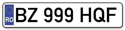 Placuta inmatriculare numar auto  BZ-999-HQF, BZ 999 HQF, BZ999HQF