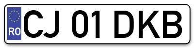 Placuta inmatriculare numar auto  CJ-01-DKB, CJ 01 DKB, CJ01DKB