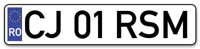 Placuta inmatriculare numar auto  CJ-01-RSM, CJ 01 RSM, CJ01RSM