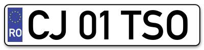 Placuta inmatriculare numar auto  CJ-01-TSO, CJ 01 TSO, CJ01TSO