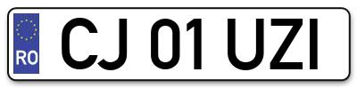 Placuta inmatriculare numar auto  CJ-01-UZI, CJ 01 UZI, CJ01UZI