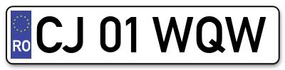 Placuta inmatriculare numar auto  CJ-01-WQW, CJ 01 WQW, CJ01WQW