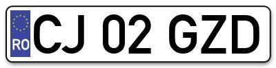 Placuta inmatriculare numar auto  CJ-02-GZD, CJ 02 GZD, CJ02GZD