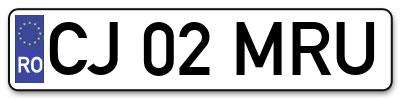 Placuta inmatriculare numar auto  CJ-02-MRU, CJ 02 MRU, CJ02MRU