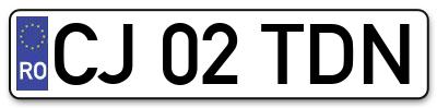 Placuta inmatriculare numar auto  CJ-02-TDN, CJ 02 TDN, CJ02TDN