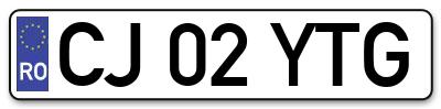 Placuta inmatriculare numar auto  CJ-02-YTG, CJ 02 YTG, CJ02YTG