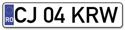 Placuta inmatriculare numar auto  CJ-04-KRW, CJ 04 KRW, CJ04KRW